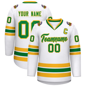 Maillot de hockey de style classique Kelly vert-or blanc personnalisé