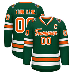 Custom Green Orange-White Classic Style Hockey Jersey