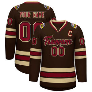 Maillot de hockey de style classique marron cramoisi-noir personnalisé