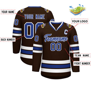 Custom Brown Royal-White Classic Style Hockey Jersey