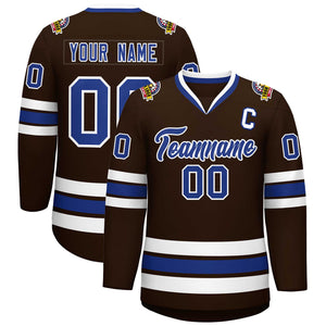 Custom Brown Royal-White Classic Style Hockey Jersey