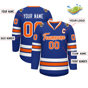 Custom Royal Orange-White Classic Style Hockey Jersey