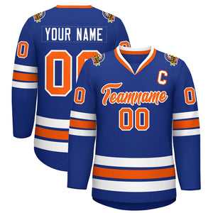 Custom Royal Orange-White Classic Style Hockey Jersey