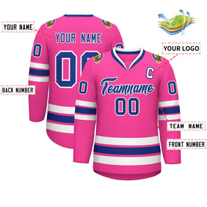 Maillot de hockey de style classique rose royal-blanc personnalisé