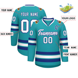 Maillot de hockey de style classique Aqua White-Royal personnalisé