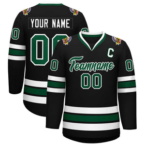 Custom Black Green-White Classic Style Hockey Jersey