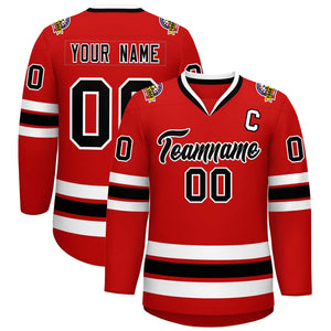 Custom Red Black-White Classic Style Hockey Jersey