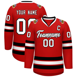 Maillot de hockey de style classique rouge blanc-noir personnalisé