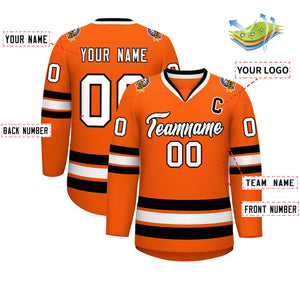 Maillot de hockey de style classique orange blanc-noir personnalisé