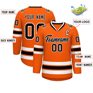 Maillot de hockey de style classique orange noir-blanc personnalisé