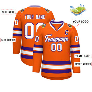 Custom Orange White-Purple Classic Style Hockey Jersey