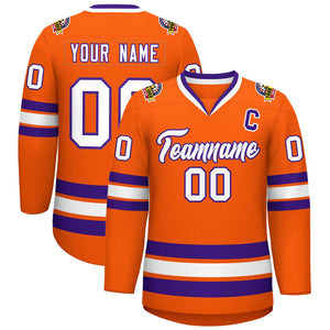 Custom Orange White-Purple Classic Style Hockey Jersey