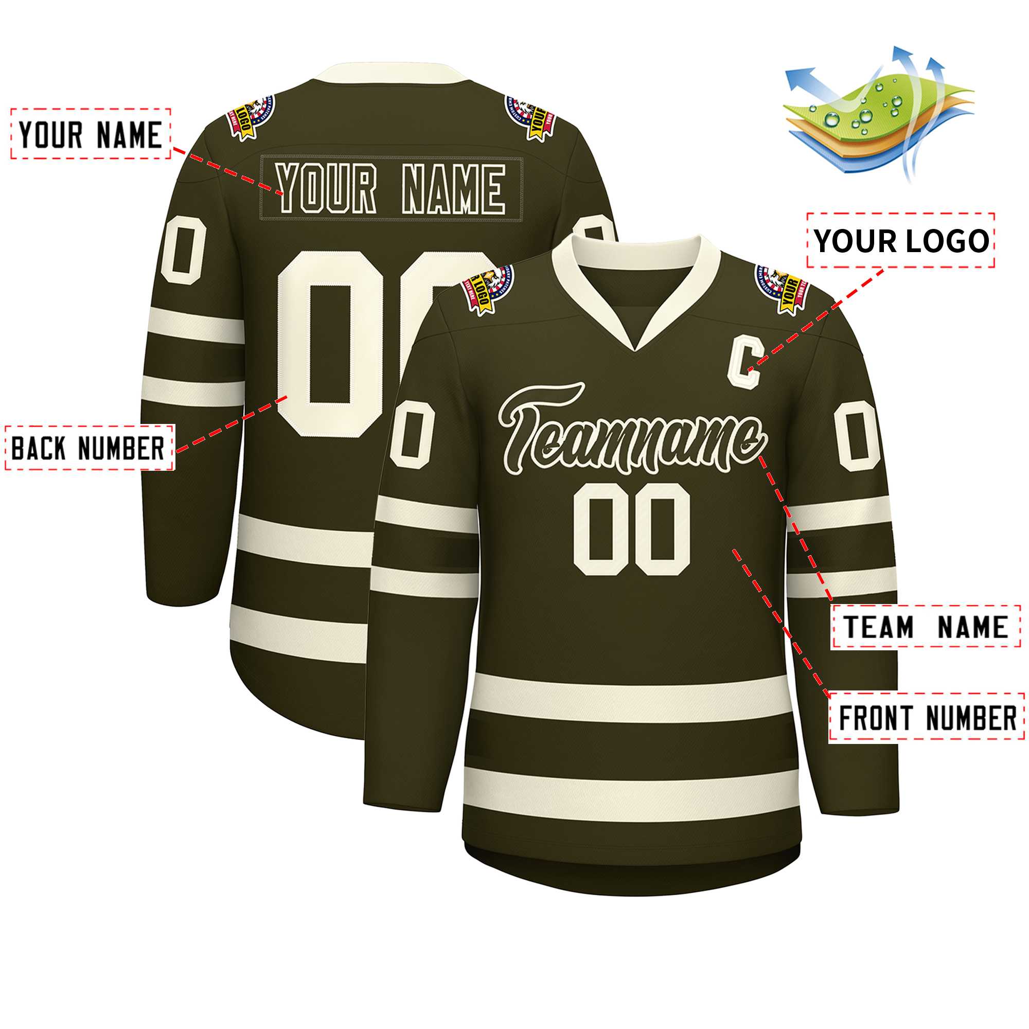 Custom Olive Olive-Khaki Classic Style Hockey Jersey