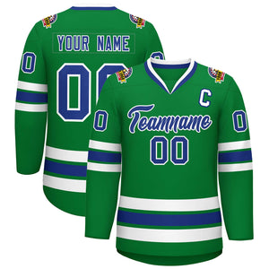 Maillot de hockey de style classique Kelly Green Royal-White personnalisé