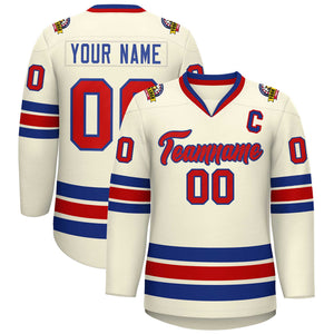 Custom Khaki Red-Royal Classic Style Hockey Jersey