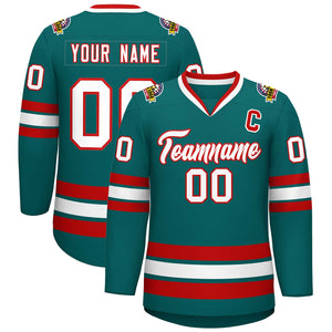 Maillot de hockey de style classique Aqua blanc-rouge personnalisé