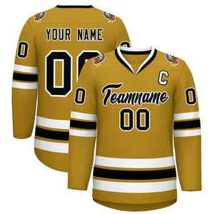 Custom Old Gold Black-White Classic Style Hockey Jersey