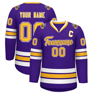 Maillot de hockey de style classique personnalisé violet or violet-blanc