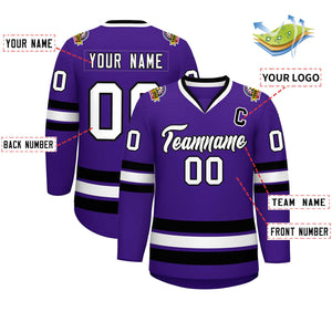 Maillot de hockey de style classique violet blanc-noir personnalisé