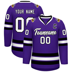 Maillot de hockey de style classique violet blanc-noir personnalisé