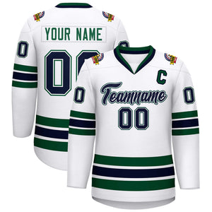 Maillot de hockey de style classique blanc-vert personnalisé blanc marine