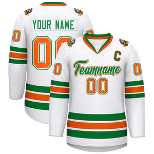 Maillot de hockey personnalisé blanc Kelly vert blanc-Orange, style classique