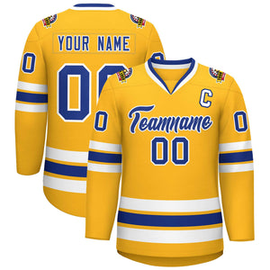 Maillot de hockey de style classique Royal-White personnalisé en or