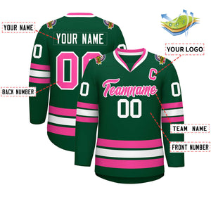 Maillot de hockey de style classique vert rose-blanc personnalisé