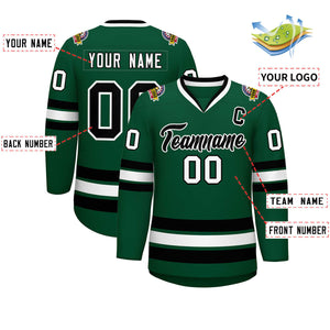 Custom Green Black-White Classic Style Hockey Jersey