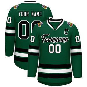 Custom Green Black-White Classic Style Hockey Jersey