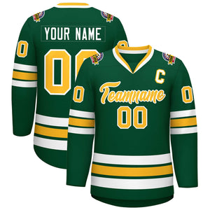 Maillot de hockey de style classique vert or-blanc personnalisé