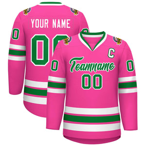 Maillot de hockey de style classique rose Kelly vert-blanc personnalisé