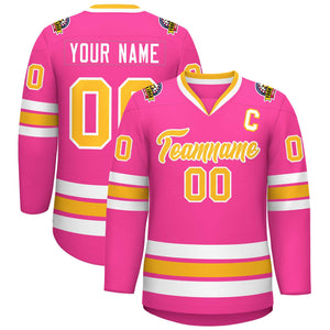 Maillot de hockey de style classique personnalisé en or rose et blanc