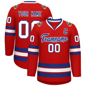 Maillot de hockey de style classique rouge royal-blanc personnalisé