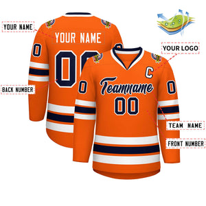 Custom Orange Navy-White Classic Style Hockey Jersey