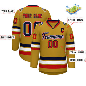 Maillot de hockey personnalisé de style classique blanc-rouge Old Gold Navy