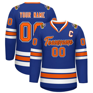 Custom Royal Orange Black-White Classic Style Hockey Jersey