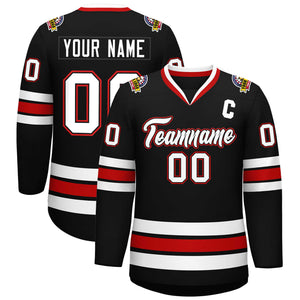 Custom Black White Black-Red Classic Style Hockey Jersey