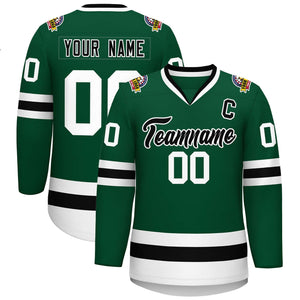 Maillot de hockey de style classique vert noir-blanc personnalisé