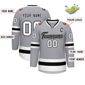 Maillot de hockey de style classique personnalisé gris noir blanc-noir