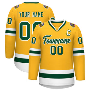 Maillot de hockey de style classique or vert-blanc personnalisé