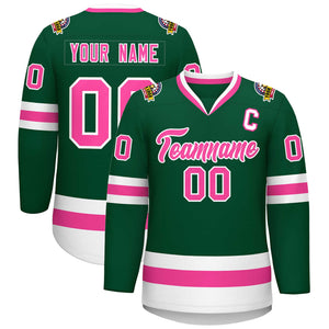 Maillot de hockey de style classique vert rose-blanc personnalisé