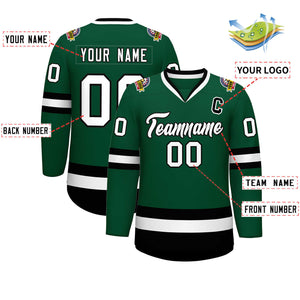 Custom Green White-Black Classic Style Hockey Jersey