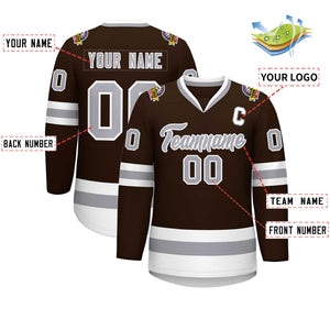 Maillot de hockey de style classique marron gris-blanc personnalisé