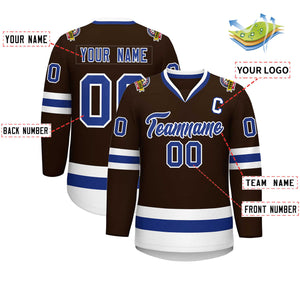 Custom Brown Royal-White Classic Style Hockey Jersey