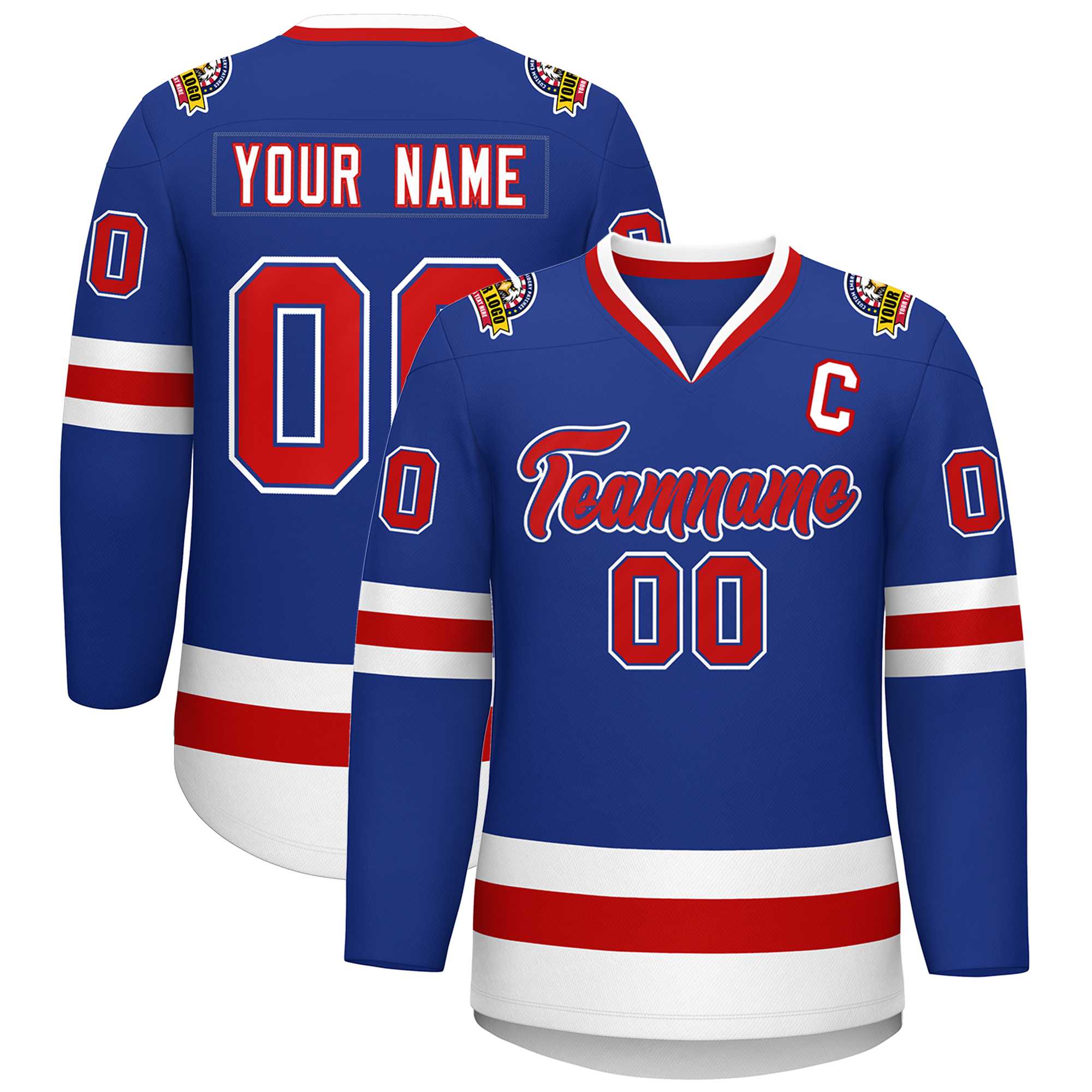 Maillot de hockey de style classique Royal Red Royal-White personnalisé