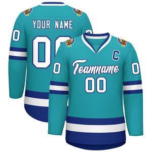 Maillot de hockey de style classique Aqua White-Royal personnalisé