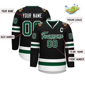 Custom Black Green-White Classic Style Hockey Jersey