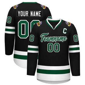 Maillot de hockey de style classique noir vert-blanc personnalisé