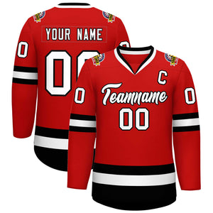 Custom Red White-Black Classic Style Hockey Jersey